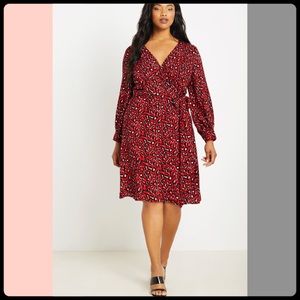 🆕 Eloquii Red Leopard Wrap Dress Sz 20
